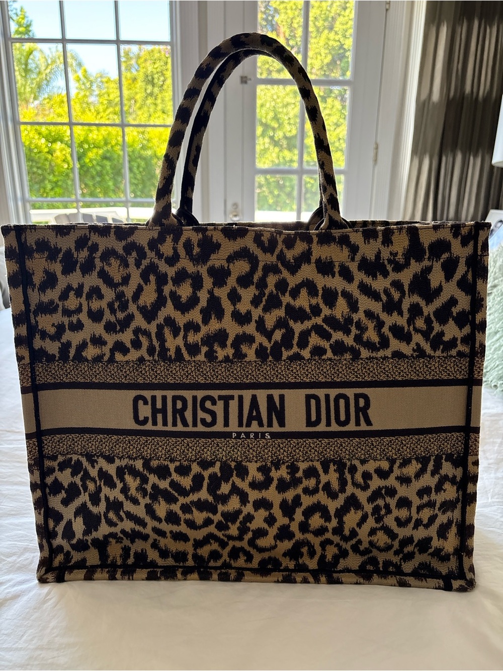 Christian Dior Large Book Tote in Leopard Mizza Embroidery